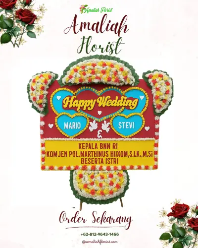 Karangan Papan Bunga Pernikahan di 3 Ilir